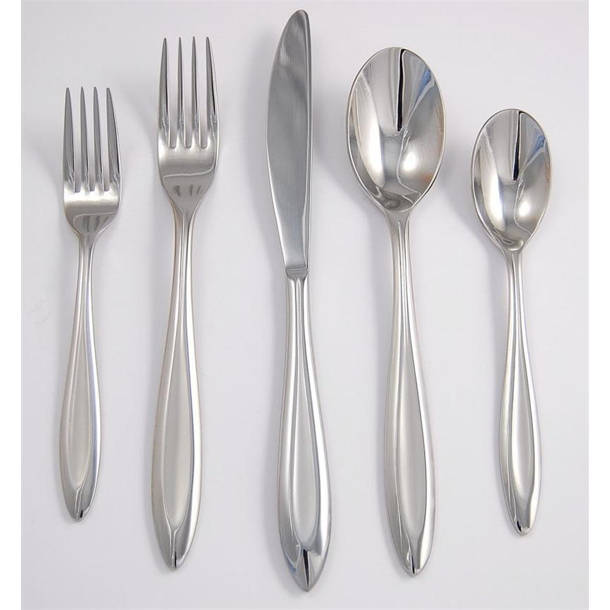Ginkgo Fontur Platinum Stainless Steel Flatware Set Service for 8